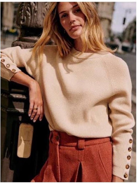 Sezane Sweaters - Sezane Sami Ribbed Wool Blend Sweater Jumper Large Natural Cream French